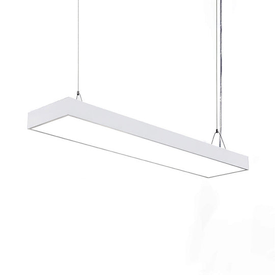Sleek Rectangular LED Hanging Light - Minimal Silver/Black/White - 23.5"/35.5"/47" Long - 5"/8"/12" Wide