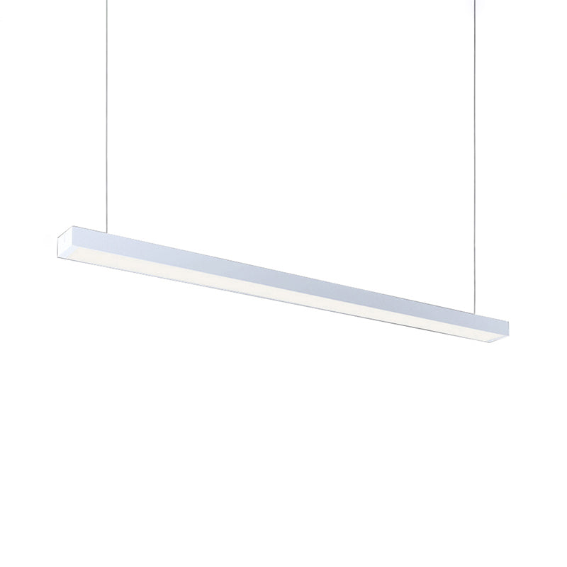 Sleek Rectangular LED Hanging Light - Minimal Silver/Black/White - 23.5"/35.5"/47" Long - 5"/8"/12" Wide