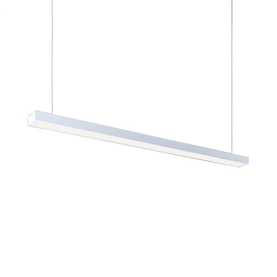 Sleek Rectangular LED Hanging Light - Minimal Silver/Black/White - 23.5"/35.5"/47" Long - 5"/8"/12" Wide