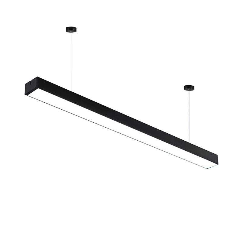 Sleek Rectangular LED Hanging Light - Minimal Silver/Black/White - 23.5"/35.5"/47" Long - 5"/8"/12" Wide