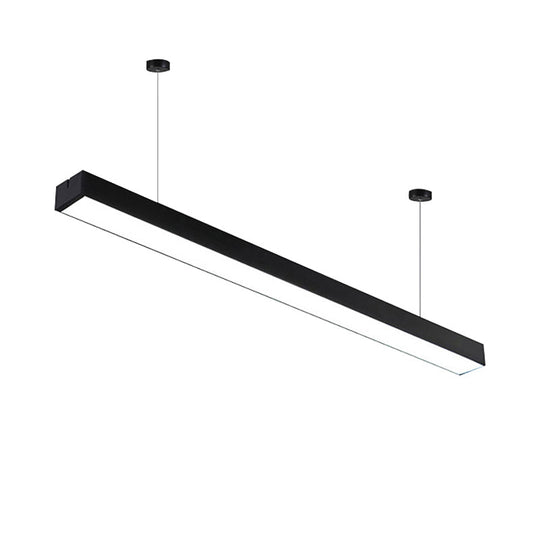 Sleek Rectangular LED Hanging Light - Minimal Silver/Black/White - 23.5"/35.5"/47" Long - 5"/8"/12" Wide