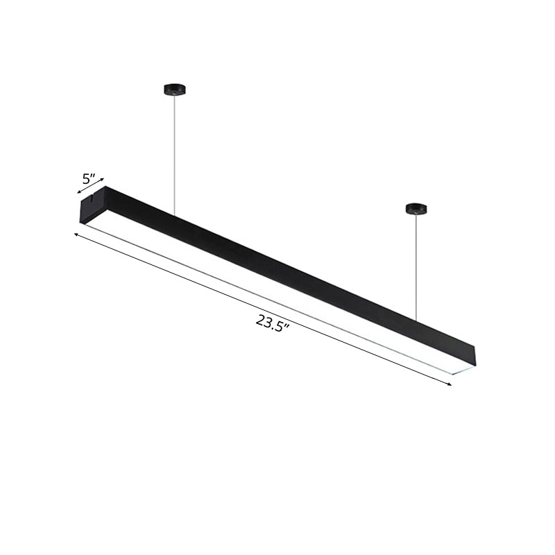 Sleek Rectangular LED Hanging Light - Minimal Silver/Black/White - 23.5"/35.5"/47" Long - 5"/8"/12" Wide