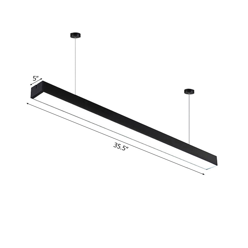 Sleek Rectangular LED Hanging Light - Minimal Silver/Black/White - 23.5"/35.5"/47" Long - 5"/8"/12" Wide