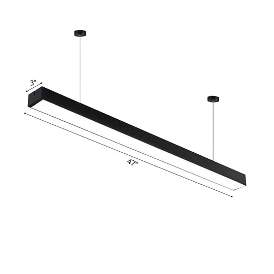 Sleek Rectangular LED Hanging Light - Minimal Silver/Black/White - 23.5"/35.5"/47" Long - 5"/8"/12" Wide