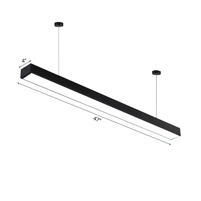 Sleek Rectangular LED Hanging Light - Minimal Silver/Black/White - 23.5"/35.5"/47" Long - 5"/8"/12" Wide