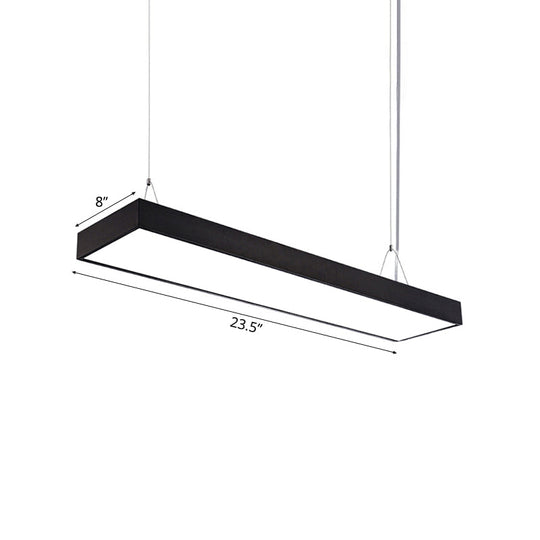 Sleek Rectangular LED Hanging Light - Minimal Silver/Black/White - 23.5"/35.5"/47" Long - 5"/8"/12" Wide