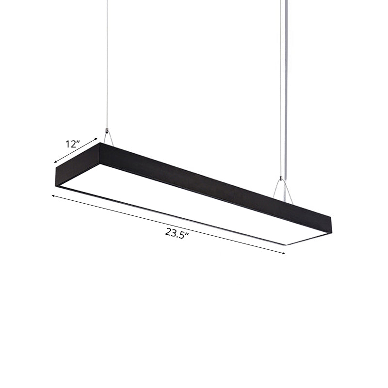 Sleek Rectangular LED Hanging Light - Minimal Silver/Black/White - 23.5"/35.5"/47" Long - 5"/8"/12" Wide
