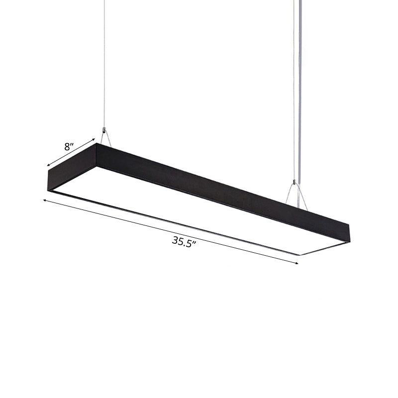 Sleek Rectangular LED Hanging Light - Minimal Silver/Black/White - 23.5"/35.5"/47" Long - 5"/8"/12" Wide
