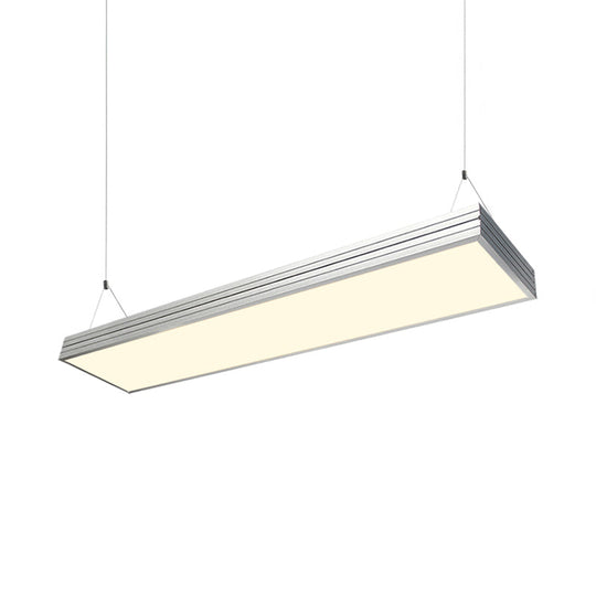 Sleek Led Office Pendant Lamp - Silver/Black Ridged Metal Shade Simplicity Ceiling Light Ideal For