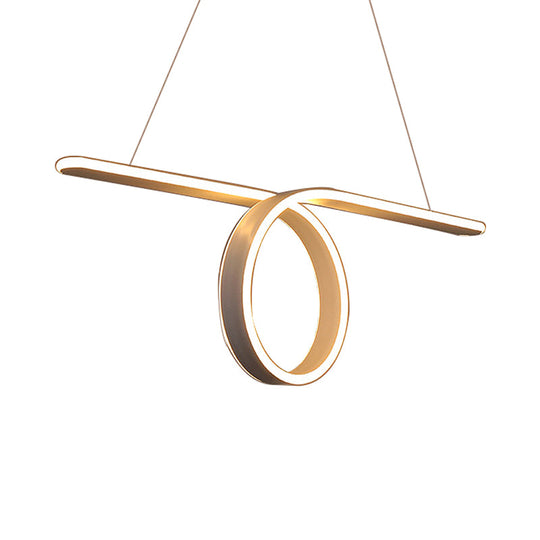 Suspension LED moderne avec design en acrylique 1/2 anneau - Plafonnier blanc idéal pour table de salle à manger