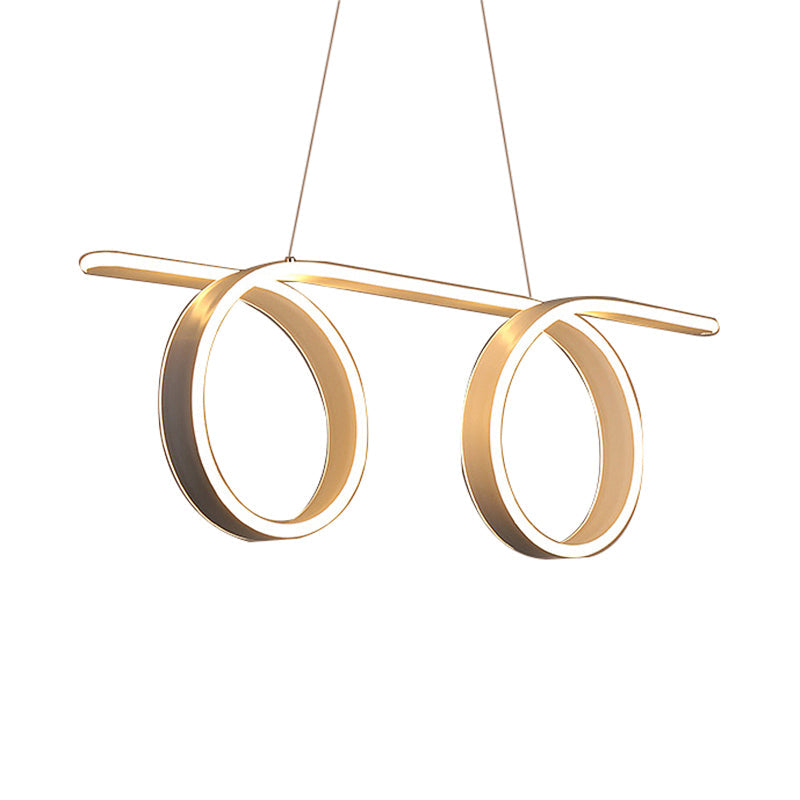 Suspension LED moderne avec design en acrylique 1/2 anneau - Plafonnier blanc idéal pour table de salle à manger