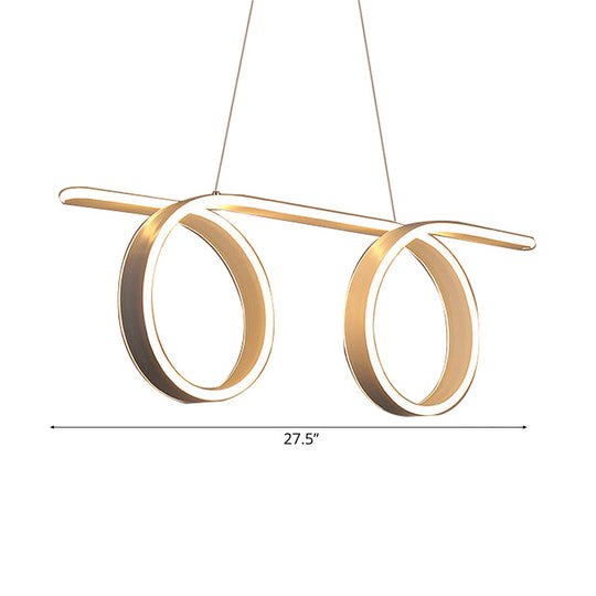 Suspension LED moderne avec design en acrylique 1/2 anneau - Plafonnier blanc idéal pour table de salle à manger