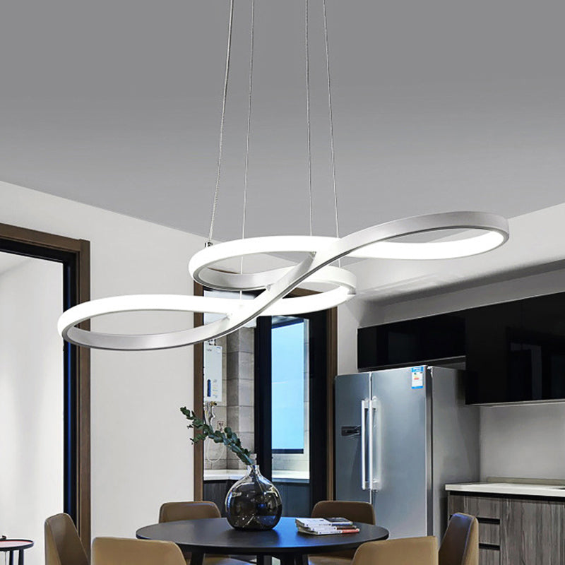 Modern Led Ceiling Pendant With Acrylic Shade: Black/White/Gold Twisted Hanging Lamp -