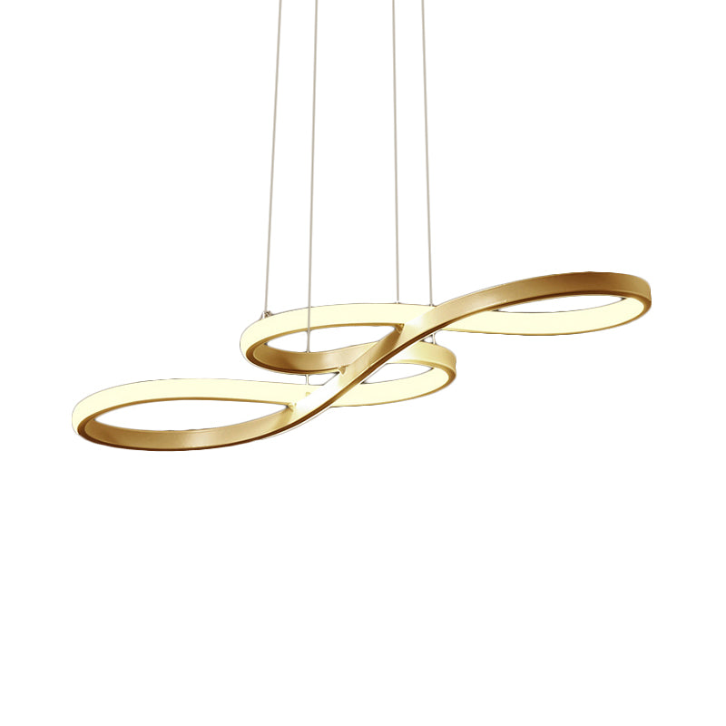Modern Led Ceiling Pendant With Acrylic Shade: Black/White/Gold Twisted Hanging Lamp -