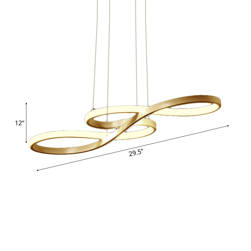 Modern Led Ceiling Pendant With Acrylic Shade: Black/White/Gold Twisted Hanging Lamp -