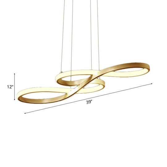 Modern Led Ceiling Pendant With Acrylic Shade: Black/White/Gold Twisted Hanging Lamp -