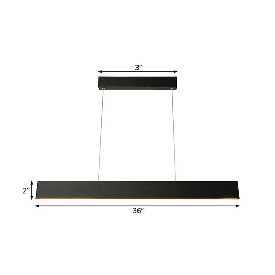 Luminaire suspendu à LED noir moderne pour salle à manger - Lame large de 36"/47" - Plafonnier suspendu en blanc chaud