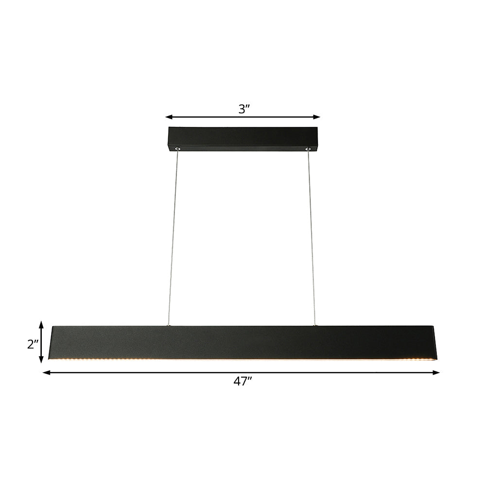 Luminaire suspendu à LED noir moderne pour salle à manger - Lame large de 36"/47" - Plafonnier suspendu en blanc chaud