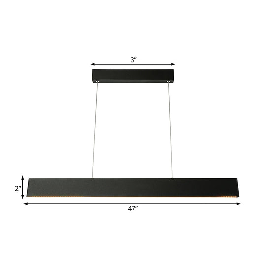 Luminaire suspendu à LED noir moderne pour salle à manger - Lame large de 36"/47" - Plafonnier suspendu en blanc chaud