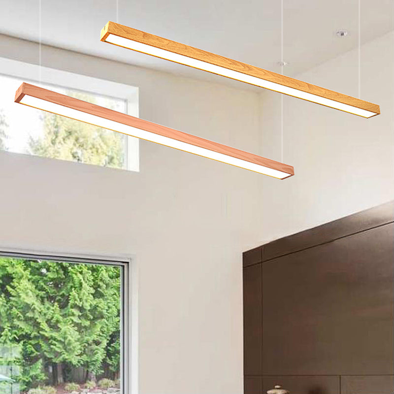 Modern LED Wooden Rectangular Pendant Light for Office Ceiling