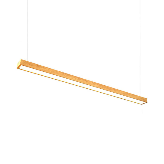 Modern LED Wooden Rectangular Pendant Light for Office Ceiling