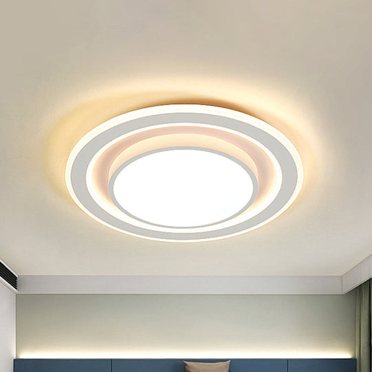 White LED Flush Mount Lamp for Bedroom, Acrylic Round/Square Flushmount Fixture