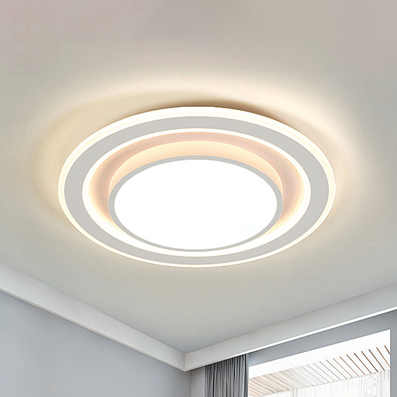White LED Flush Mount Lamp for Bedroom, Acrylic Round/Square Flushmount Fixture