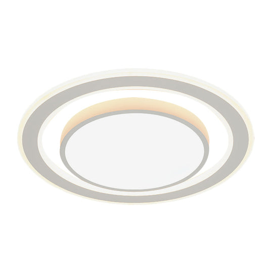 White LED Flush Mount Lamp for Bedroom, Acrylic Round/Square Flushmount Fixture