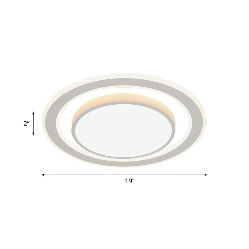White LED Flush Mount Lamp for Bedroom, Acrylic Round/Square Flushmount Fixture