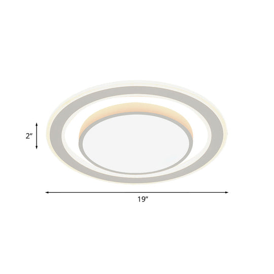 White LED Flush Mount Lamp for Bedroom, Acrylic Round/Square Flushmount Fixture