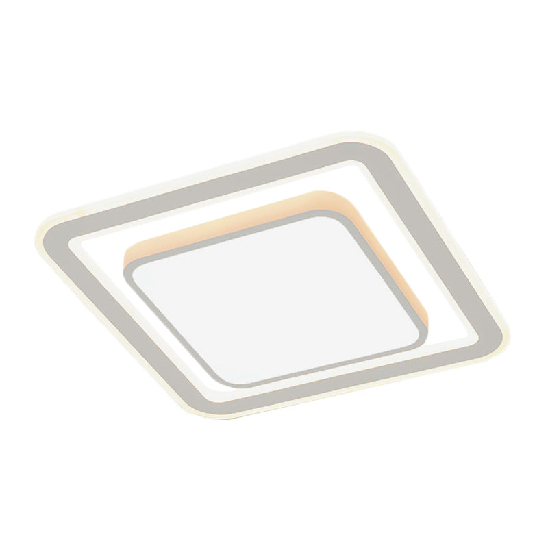 White LED Flush Mount Lamp for Bedroom, Acrylic Round/Square Flushmount Fixture