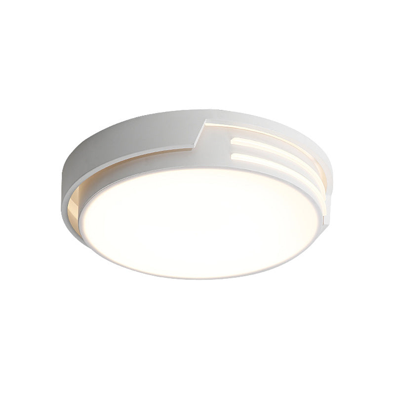 Modern Drum Metal LED Flush Mount Light in White/Warm - Sleek Design