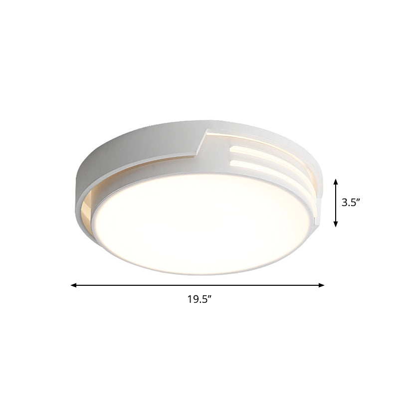 Modern Drum Metal LED Flush Mount Light in White/Warm - Sleek Design