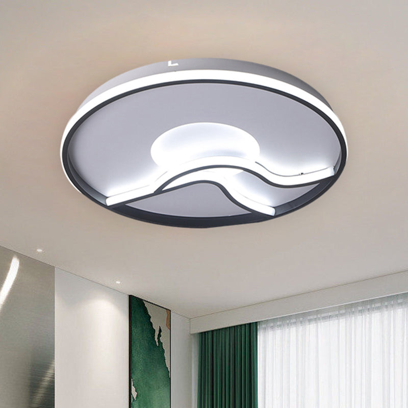 Modern LED Flush Mount Ceiling Light - Metal Minimalist Bedroom Fixture in Black, White or Warm White - 16.5", 20.5" or 24.5" Diameter