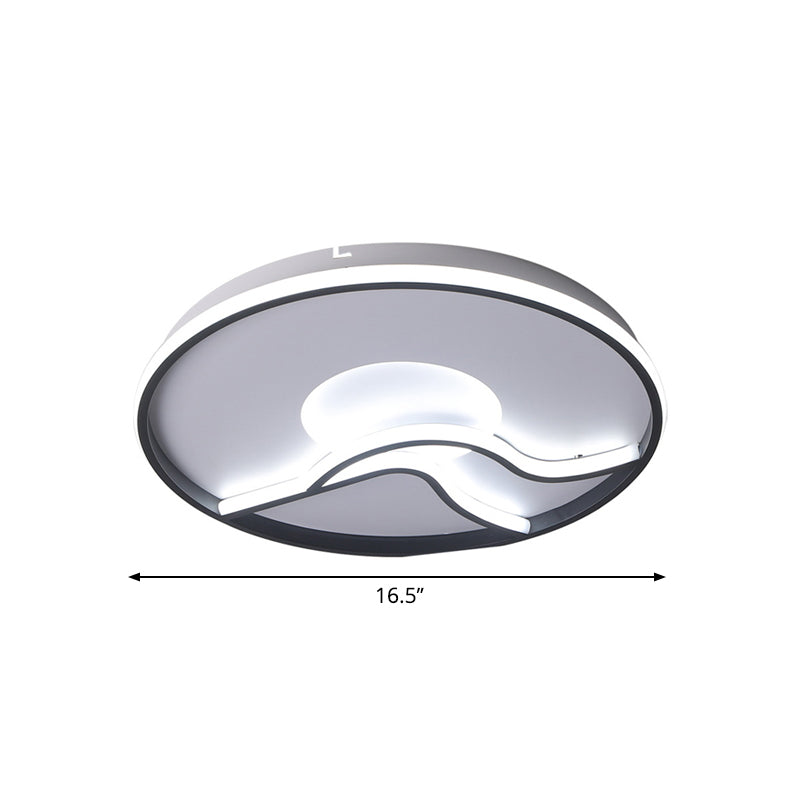 Modern LED Flush Mount Ceiling Light - Metal Minimalist Bedroom Fixture in Black, White or Warm White - 16.5", 20.5" or 24.5" Diameter
