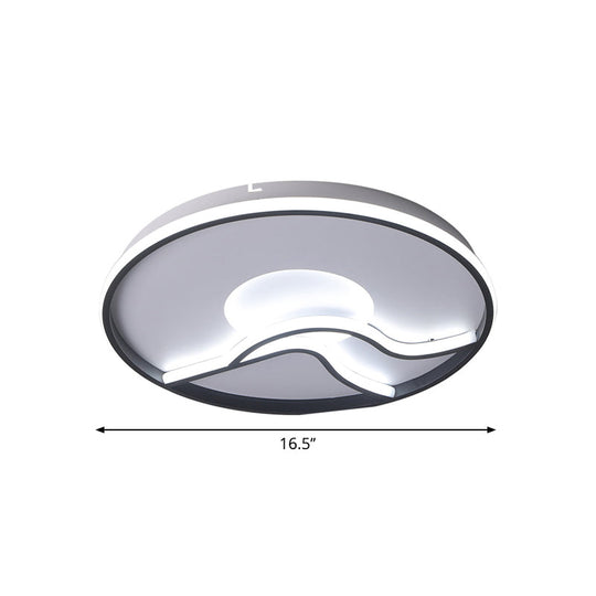 Modern LED Flush Mount Ceiling Light - Metal Minimalist Bedroom Fixture in Black, White or Warm White - 16.5", 20.5" or 24.5" Diameter