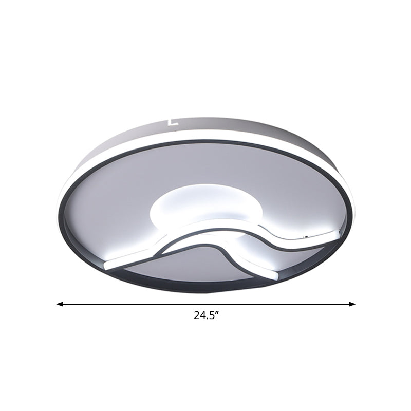 Modern LED Flush Mount Ceiling Light - Metal Minimalist Bedroom Fixture in Black, White or Warm White - 16.5", 20.5" or 24.5" Diameter