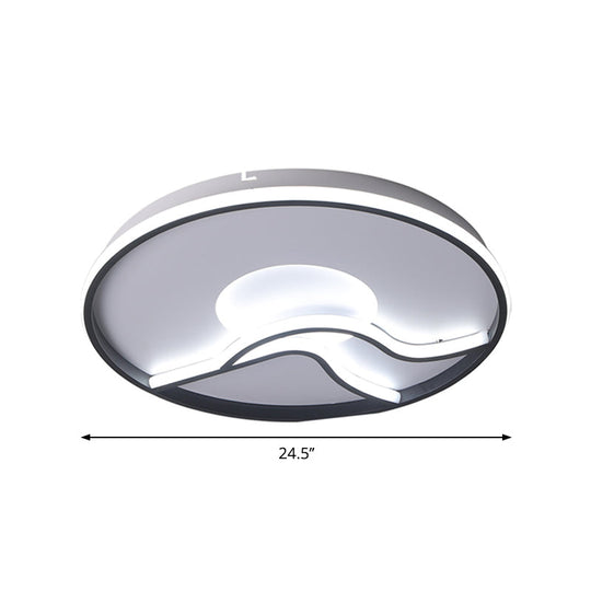Modern LED Flush Mount Ceiling Light - Metal Minimalist Bedroom Fixture in Black, White or Warm White - 16.5", 20.5" or 24.5" Diameter