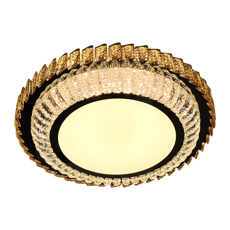 Sleek Crystal Round Ceiling Flush Mount LED Lamp in Stainless Steel - Ideal for Simplicity Bedroom Décor