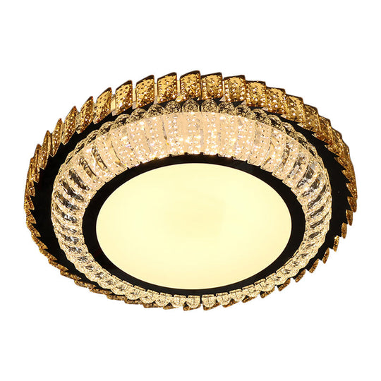 Sleek Crystal Round Ceiling Flush Mount LED Lamp in Stainless Steel - Ideal for Simplicity Bedroom Décor