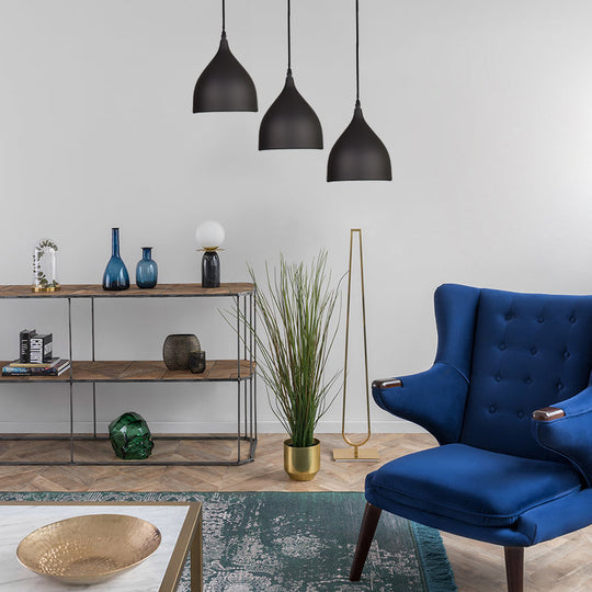 Modern Metal Dome Pendant Ceiling Light - 6.5"/10"/12" Wide - 1 Light - Black/White/Red Suspended