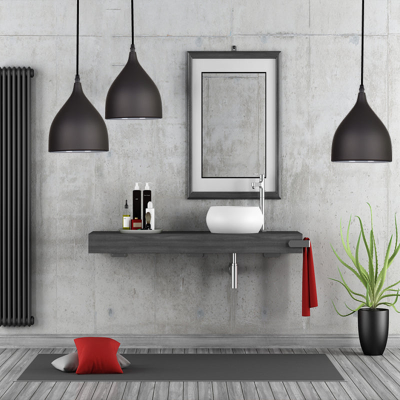 Modern Metal Dome Pendant Ceiling Light - 6.5"/10"/12" Wide - 1 Light - Black/White/Red Suspended