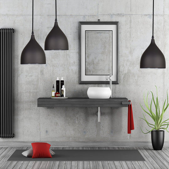 Modern Metal Dome Pendant Ceiling Light - 6.5"/10"/12" Wide - 1 Light - Black/White/Red Suspended