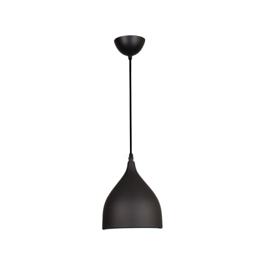 Modern Metal Dome Pendant Ceiling Light - 6.5/10/12 Width 1 Black/White/Red Suspension