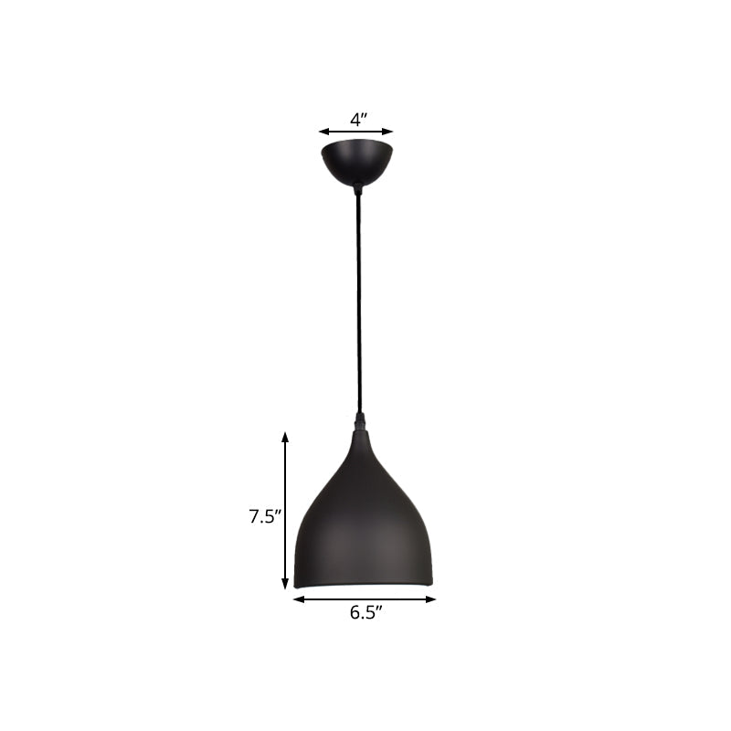 Modern Metal Dome Pendant Ceiling Light - 6.5"/10"/12" Wide - 1 Light - Black/White/Red Suspended