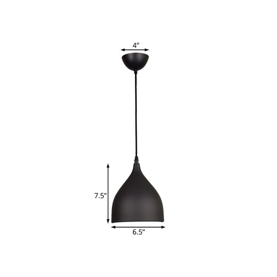 Modern Metal Dome Pendant Ceiling Light - 6.5"/10"/12" Wide - 1 Light - Black/White/Red Suspended