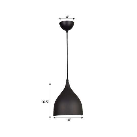 Modern Metal Dome Pendant Ceiling Light - 6.5"/10"/12" Wide - 1 Light - Black/White/Red Suspended