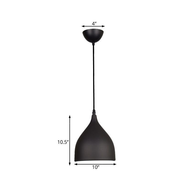 Modern Metal Dome Pendant Ceiling Light - 6.5/10/12 Width 1 Black/White/Red Suspension