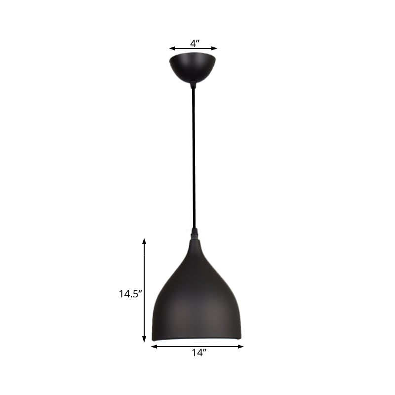 Modern Metal Dome Pendant Ceiling Light - 6.5"/10"/12" Wide - 1 Light - Black/White/Red Suspended