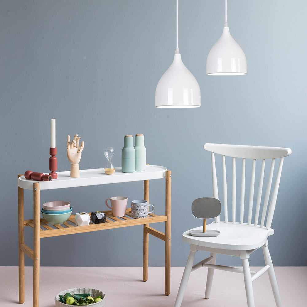 Modern Metal Dome Pendant Ceiling Light - 6.5"/10"/12" Wide - 1 Light - Black/White/Red Suspended